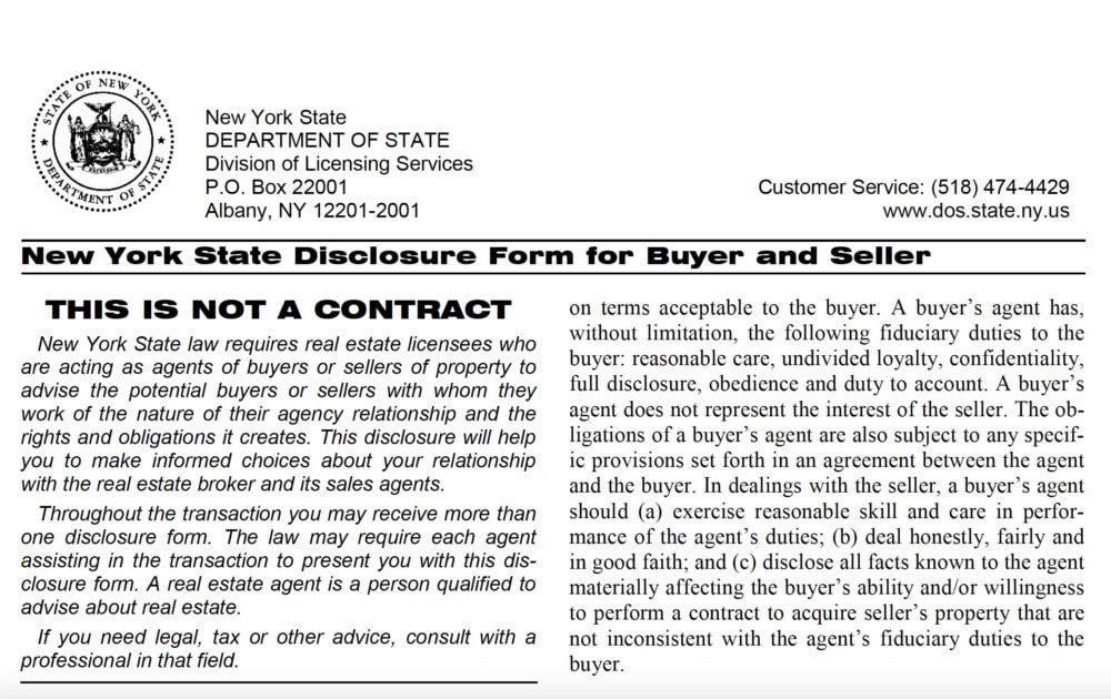 New York State Agency Disclosure Form Buyer Seller ELIKA New York